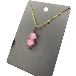 Pink glass handmade necklace